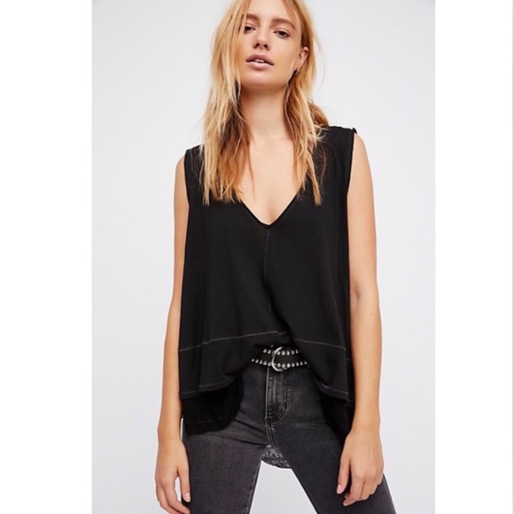 Free People Peachy Tee Tiered Frayed Hem Tank Top - Picture 1 of 3